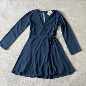 LUSH Nordstrom Teal Long Sleeve Wrap Dress